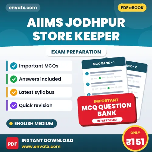 AIIMS Jodhpur Store Keeper Solved MCQ Book PDF in English – Exam-Oriented Objective Questions for Quick Revision