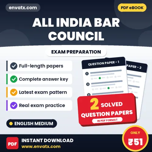 2 Question Papers for ALL India Bar Council Exam in English | Solved Practice eBook – Instant PDF Download