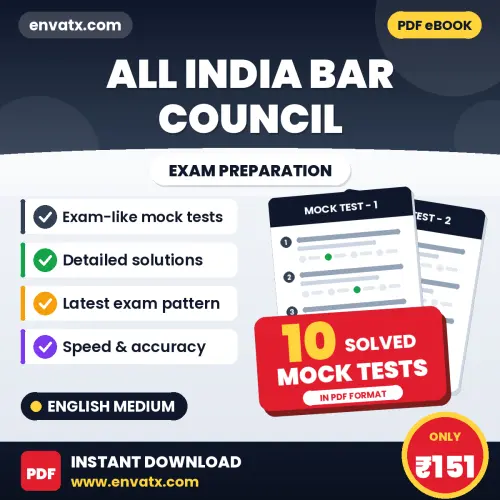 10 Mock Tests for ALL India Bar Council Exam in English | Solved Practice eBook – Instant PDF Download