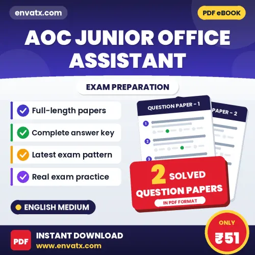 AOC Junior Office Assistant Question Paper PDF in English – 2 Full-Length Question Papers with Answer Key