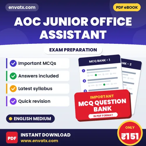 Download AOC Junior Office Assistant Exam MCQ PDF in English – Important Objective Questions with Answers