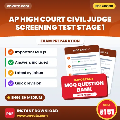 Best MCQ eBook for AP High Court Civil Judge Screening Test Stage 1 in English | Selected Questions with Answer Key