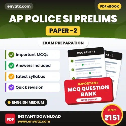 Best MCQ eBook for AP Police SI Prelims (Paper -2) Exam in English | Selected Questions with Answer Key