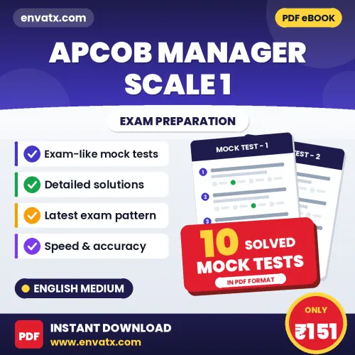 Latest Pattern APCOB Manager Scale 1 Mock Test eBook in English – 10 Solved Mock Tests for Self-Assessment