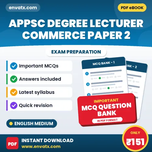 Best MCQ eBook for APPSC Degree Lecturer Commerce Paper 2 Exam in English | Selected Questions with Answer Key