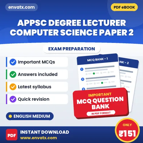 Best MCQ eBook for APPSC Degree Lecturer Computer Science Paper 2 Exam in English | Selected Questions with Answer Key