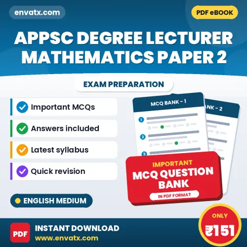 Best MCQ eBook for APPSC Degree Lecturer Mathematics Paper 2 Exam in English | Selected Questions with Answer Key