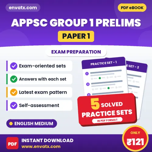 5 Practice Sets for APPSC Group 1 Prelims (Paper 1) Exam in English | Solved Practice eBook – Instant PDF Download