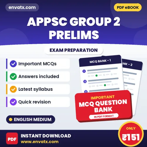 APPSC Group 2 Prelims Exam Objective Question Bank (English): Solved MCQs Based on the Latest Syllabus