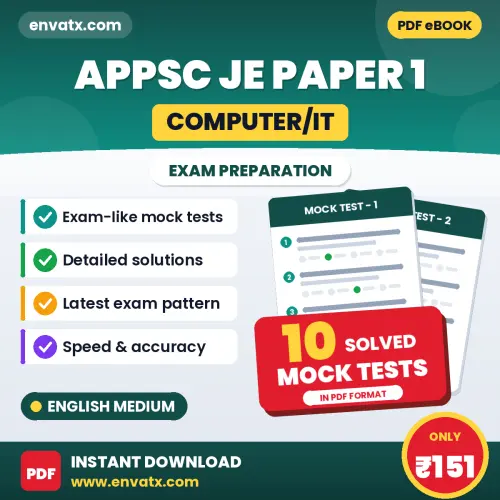 Boost Your APPSC JE (Computer/IT) Paper 1 Exam Score with 10 Solved Mock Tests in English – PDF eBook