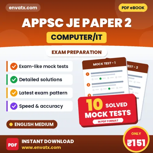 Test Your APPSC JE (Computer/IT) Paper 2 Exam Preparation – 10 Solved Mock Tests in PDF Format (English)