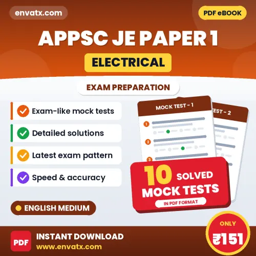 Boost Your APPSC JE (Electrical) Paper 1 Exam Score with 10 Solved Mock Tests in English – PDF eBook