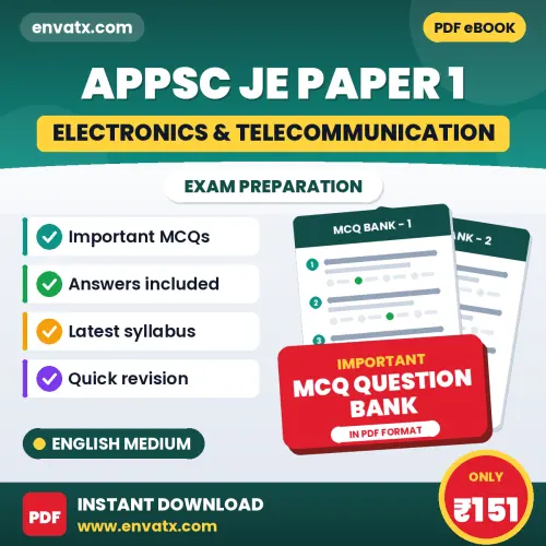 Best MCQ eBook for APPSC JE (Electronics & Telecommunication) Paper 1 Exam in English | Selected Questions with Answer Key