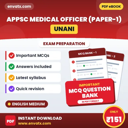 APPSC Medical Officer (Unani) (Paper-1) Exam Objective Question Bank (English): Solved MCQs Based on the Latest Syllabus