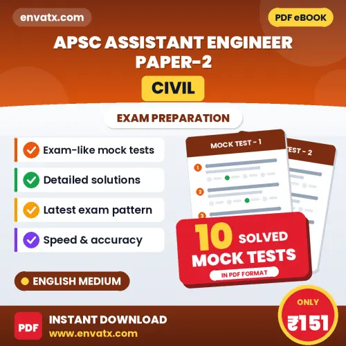 Practice for APSC Assistant Engineer Paper-2 (Civil) Exam at Home – 10 Mock Tests PDF in English with Answers