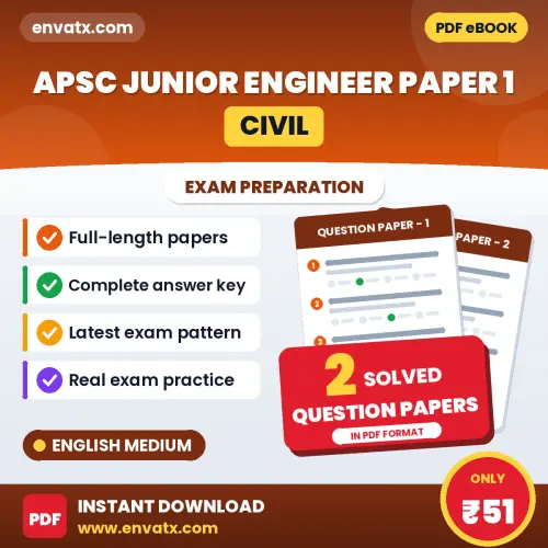 Boost Your APSC Junior Engineer (Civil) Paper 1 Exam Score with 2 Solved Question Papers in English – PDF eBook
