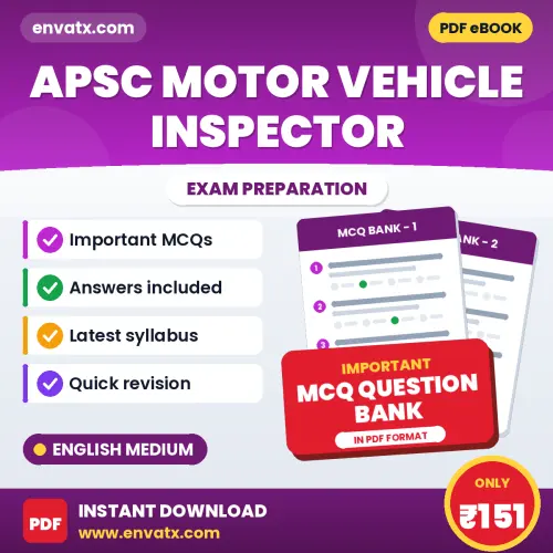 Best MCQ eBook for APSC MOTOR VEHICLE INSPECTOR Exam in English | Selected Questions with Answer Key