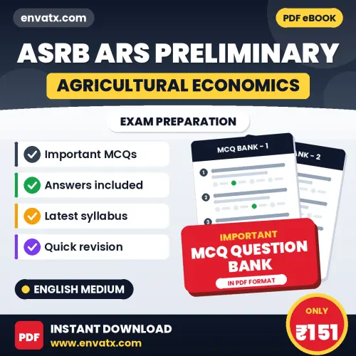 Best MCQ eBook for ASRB ARS (Agricultural Economics) Preliminary Exam in English | Selected Questions with Answer Key