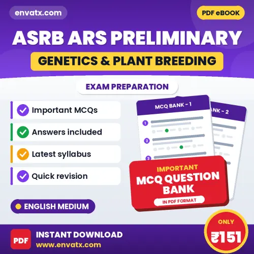 Best MCQ eBook for ASRB ARS (Genetics & Plant Breeding) Preliminary Exam in English | Selected Questions with Answer Key