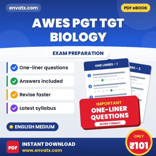 Revise AWES PGT TGT Biology Exam Faster with Important One-Liner Questions & Answers PDF in English