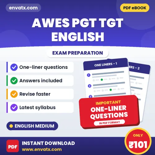 Revise AWES PGT TGT English Exam Faster with Important One-Liner Questions & Answers PDF in English