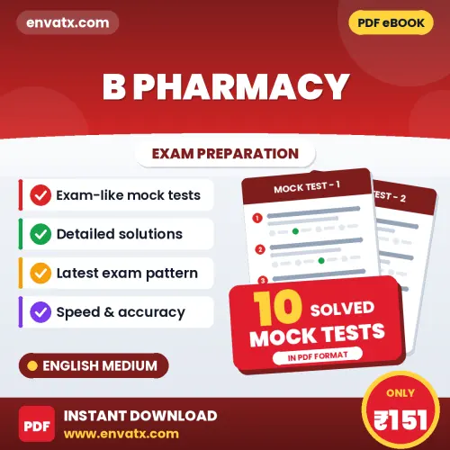 10 Mock Tests for B Pharmacy Exam in English | Solved Practice eBook – Instant PDF Download