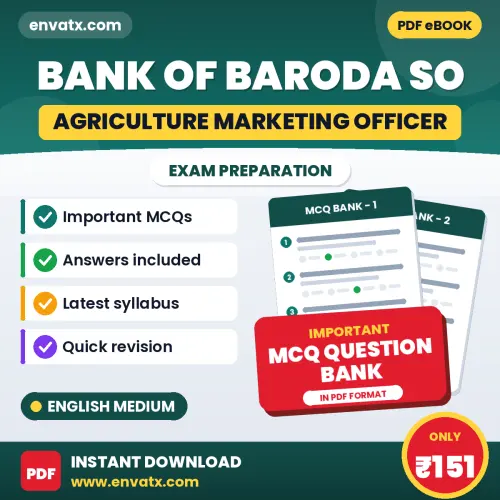 Best MCQ eBook for Bank of Baroda SO (Agriculture Marketing Officer) Exam in English | Selected Questions with Answer Key