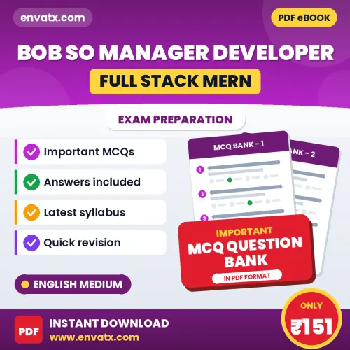 Prepare for BOB SO Manager Developer (Full Stack MERN) Exam with Multiple Choice Questions & Answers PDF in English
