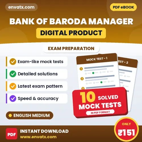 Practice for Bank of Baroda Manager (Digital Product) Exam at Home – 10 Mock Tests PDF in English with Answers