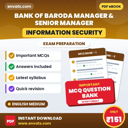 Best MCQ eBook for Bank of Baroda Manager & Senior Manager (Information Security) Exam in English | Selected Questions with Answer Key