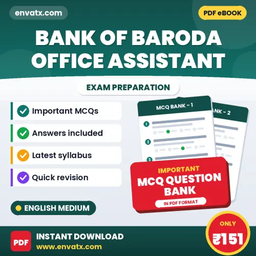 Best MCQ eBook for Bank of Baroda Office Assistant Exam in English | Selected Questions with Answer Key