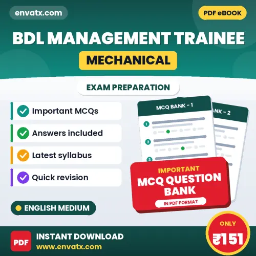 Best MCQ eBook for BDL Management Trainee (Mechanical) Exam in English | Selected Questions with Answer Key