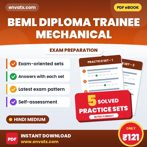 Latest Pattern BEML Diploma Trainee Mechanical Practice Set eBook in Hindi – 5 Solved Practice Sets for Self-Assessment
