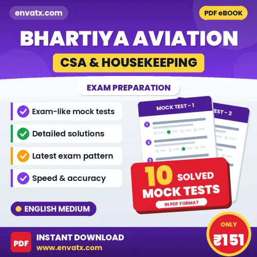 Download 10 Bhartiya Aviation (CSA & Housekeeping) Mock Tests PDF (English) Based on the Latest Exam Pattern