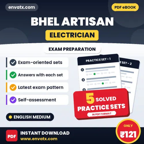 5 Practice Sets for BHEL Artisan (Electrician) Exam in English | Solved Practice eBook – Instant PDF Download