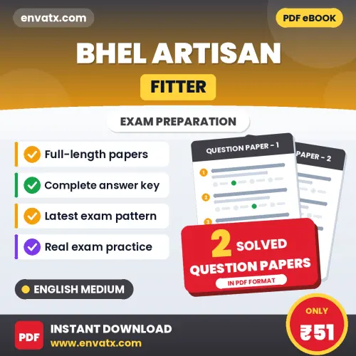 2 Question Papers for BHEL Artisan (Fitter) Exam in English | Solved Practice eBook – Instant PDF Download