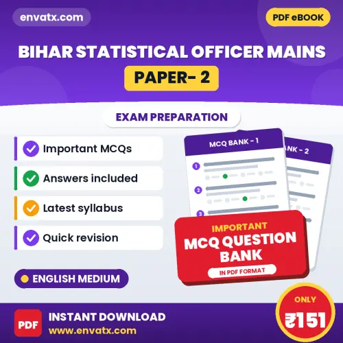 Prepare for Bihar Statistical Officer Mains (Paper- 2) Exam with Multiple Choice Questions & Answers PDF in English