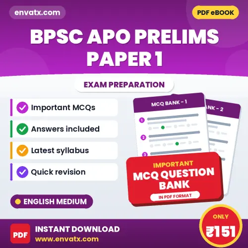 Prepare for BPSC APO Prelims Paper 1 Exam with Multiple Choice Questions & Answers PDF in English