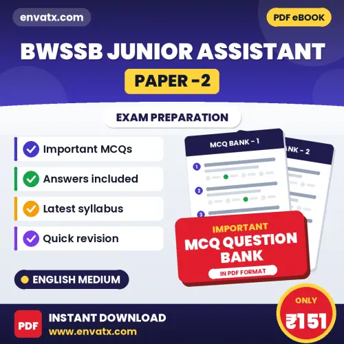 BWSSB Junior Assistant (Paper -2) Important MCQs with Answers (English) – Digital Question Bank for Exam Preparation