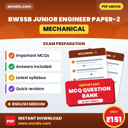 Download BWSSB Junior Engineer Paper-2 (Mechanical) Exam MCQ PDF in English – Important Objective Questions with Answers