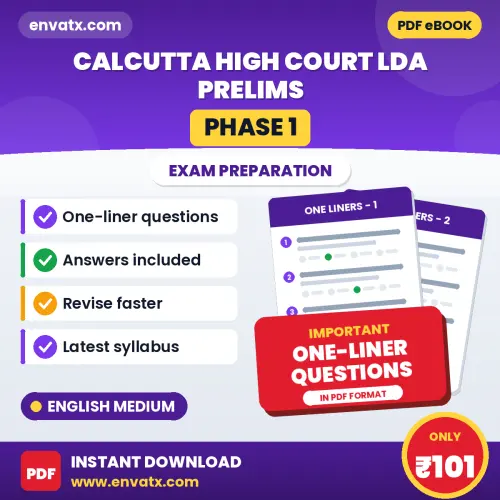 Calcutta High Court LDA Prelims (Phase 1) One-Liner GK & Subject Questions eBook (English) – Instant PDF Download