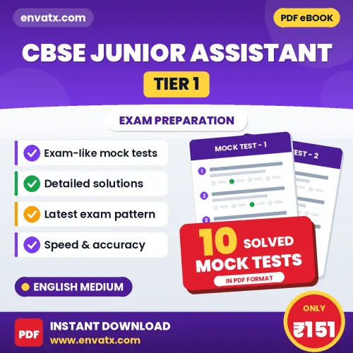 CBSE Junior Assistant (TIER 1) Mock Test PDF in English – 10 Full-Length Mock Tests with Answer Key