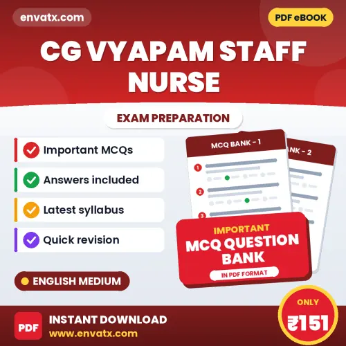 Buy CG Vyapam Staff Nurse Exam Objective Type Questions eBook in English – Latest Pattern MCQ Collection