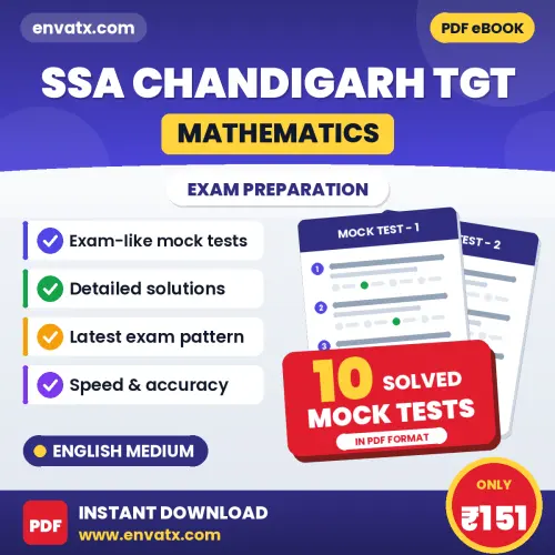 10 Mock Tests for SSA Chandigarh TGT (Mathematics) Exam in English | Solved Practice eBook – Instant PDF Download