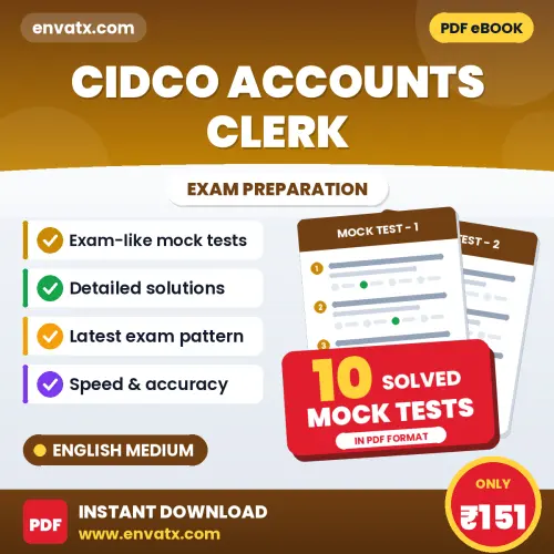 10 Mock Tests for CIDCO Accounts Clerk Exam in English | Solved Practice eBook – Instant PDF Download