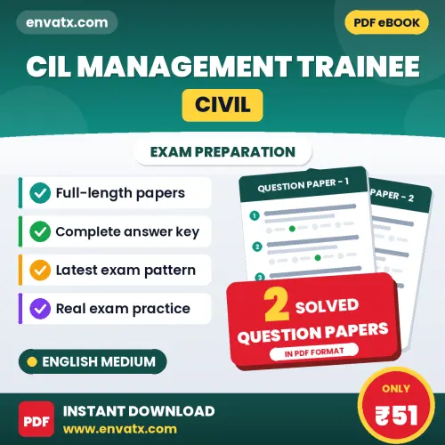 2 Question Papers for CIL Management Trainee (Civil) Exam in English | Solved Practice eBook – Instant PDF Download