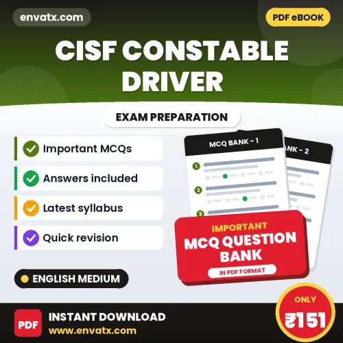 Best MCQ eBook for CISF Constable Driver Exam in English | Selected Questions with Answer Key