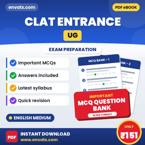 Best MCQ eBook for CLAT Entrance (UG) Exam in English | Selected Questions with Answer Key