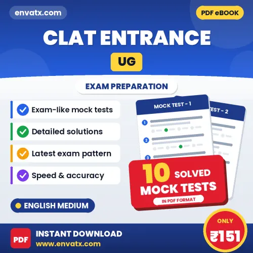 Boost Your CLAT Entrance (UG) Exam Score with 10 Solved Mock Tests in English – PDF eBook