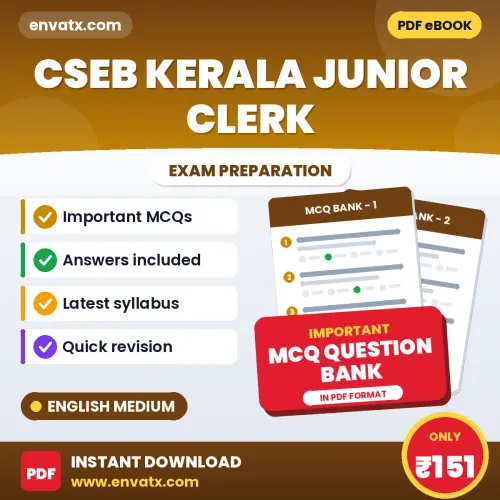 CSEB Kerala Junior Clerk Solved MCQ Book PDF in English – Exam-Oriented Objective Questions for Quick Revision